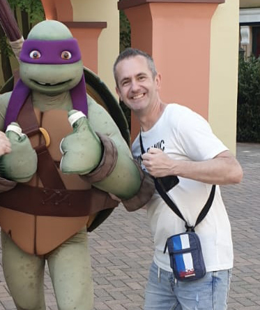 Paul Ellis with ninja turtle