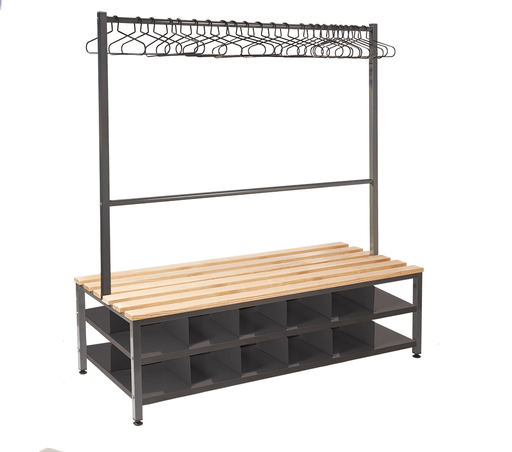 premium island bench with clothes rail and shoe storage