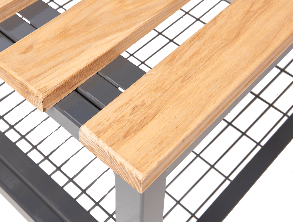 bench with mesh infill