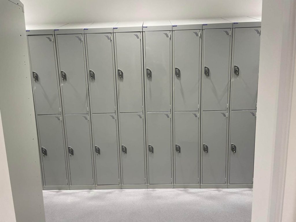 sloping top lockers front view