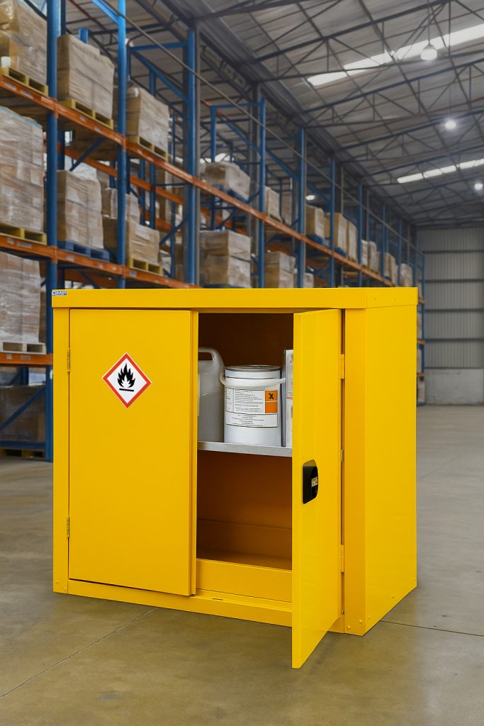 hazardous cupboard in warehouse