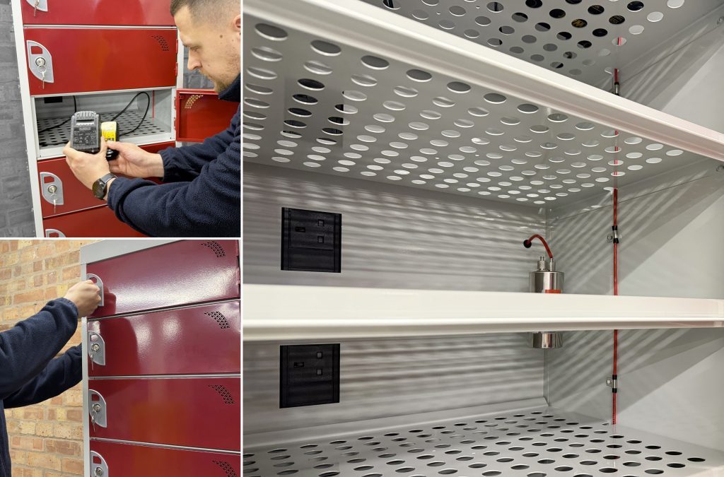 Fire Supp
ression Charging Lockers close up