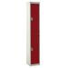 Steel Splash Locker - 2 Compartment - Red Doors - H.1800 W.300 D.450