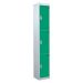 Steel Splash Locker - 3 Compartment - Green Doors - H.1800 W.300 D.450