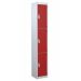 Steel Splash Locker - 3 Compartment - Red Doors - H.1800 W.300 D.450