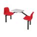 Standard Canteen Furniture - 2 Seat Single Entry - Red Seats - H.725 W.1690 L.530
