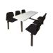 Standard Canteen Furniture - 6 Seater Double Entry - Black Seats - H.725 W.1690 L.1580
