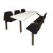 Standard Canteen Furniture - 6 Seater Single Entry - Black Seats - H.725 W.1690 L.1580