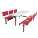 Spectrum Canteen Furniture - 6 Seater Double Entry - Red Seats - H.790 W.1755 L.1600