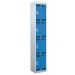 Tool Charging Locker - Perforated Door - Standard Plug - 4 Compartment - Light Blue Doors - H.1800 W.300 D.450