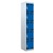Tool Charging Locker - Perforated Door - Standard Plug - 5 Compartment - Dark Blue Doors - H.1800 W.450 D.450