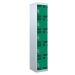 Tool Charging Locker - Perforated Door - Standard Plug - 5 Compartment - Green Doors - H.1800 W.300 D.450