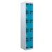 Tool Charging Locker - Perforated Door - RCD Plug - 5 Compartment - Light Blue Doors - H.1800 W.450 D.450