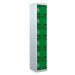 Tool Charging Locker - Perforated Door - RCD Plug - 6 Compartment - Green Doors - H.1800 W.300 D.450