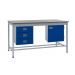 KIT B: Square Tube Workbench - Laminate Top H.840 W.1200 D.750 - Storage Cupboard & Triple Drawer Unit - Blue Fronts