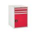 Euroslide 2 Drawer & Cupboard - 2x100mm, 1x500mm - H.825 W.600 D.750 - Red