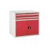 Euroslide 2 Drawer & Cupboard - 2x100mm, 1x500mm - H.825 W.900 D.650 - Red