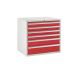 Euroslide 6 Drawer - 4x100mm, 1x150mm, 1x200mm - H.825 W.900 D.650 - Red