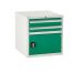 Euroslide Superbench Cabinets - 2 Drawer & Cupboard 2x100mm, 1x300mm - H.620 W.600 D.650 - Green