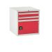 Euroslide Superbench Cabinets - 2 Drawer & Cupboard 2x100mm, 1x300mm - H.620 W.600 D.650 - Red
