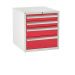 Euroslide Superbench Cabinets - 4 Drawer 2x100mm, 1x150mm, 1x200mm - H.620 W.600 D.650 - Red