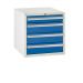 Euroslide Superbench Cabinets - 4 Drawer 1x100mm, 3x150mm - H.620 W.600 D.650 - Blue