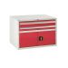 Euroslide Superbench Cabinets - 2 Drawer & Cupboard 2x100mm, 1x300mm - H.620 W.900 D.650 - Red