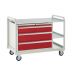 Euroslide Trolley Kit 13 - 2 Small Shelves - 900mm Euroslide 3 Drawer 1x150mm, 2x200mm - Steel Worktop - Red