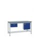 KIT A: Square Tube ESD Workbench - Lamstat Top H.840 W.1200 D.750 - Single Drawer & Storage Cupboard - Blue Fronts