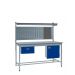 KIT C: Square Tube ESD Workbench - Lamstat Top H.840 W.1200 D.750 - Single Drawer, Storage Cupboard, 760mm Rear Support Posts, Louvre Panel & Lamstat Upper Shelf - Blue Fronts