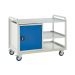 Euroslide Trolley Kit 5 - 2 Shelves & 600mm Euroslide Cupboard 1x550mm - Steel Worktop - Dark Blue