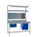 KIT E: Square Tube ESD Workbench - Lamstat Top H.840 W.1500 D.750 - Single Drawer, Storage Cupboard, 1180mm Rear Support Posts, Service Duct Worktop Fitting, Light & Tool Rail Support, 3 Setting LED Light 30 Watt, Louvre Panel & Lamstat Upper Shelf