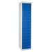 Flat Garment Locker - 15 Compartments - Dark Blue Doors - H.1800 W.450 D.380