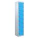 Tool Charging Locker - Solid Door - Standard Plug - 8 Compartment - Light Blue Doors - H.1800 W.300 D.450