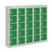  Wall-Mounted Personal Effects Locker - 25 Compartment - Green Doors - H.940 W.1130 D.190 