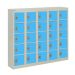  Wall-Mounted Personal Effects Locker - 25 Compartment - Light Blue Doors - H.940 W.1130 D.190 