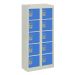 Wall-Mounted Personal Effects Locker - 10 Compartment - Dark Blue Doors - H.940 W.450 D.190 