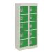  Wall-Mounted Personal Effects Locker - 10 Compartment - Green Doors - H.940 W.450 D.190 