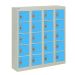  Wall-Mounted Personal Effects Locker - 20 Compartment - Light Blue Doors - H.940 W.900 D.190 