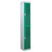 Perforated Door Locker - 2 Compartment - Green Doors - H.1800 W.300 D.300