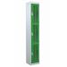 Perforated Door Locker - 3 Compartment - Green Doors - H.1800 W.450 D.450