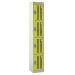 Perforated Door Locker - 4 Compartment - Yellow Doors - H.1800 W.450 D.450
