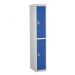 Secure Locker - Dark Blue Doors - H.1800 W.380 D.380 - 2 Compartment