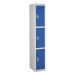 Secure Locker - Dark Blue Doors - H.1800 W.450 D.450 - 3 Compartment