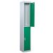 Steel Splash Locker - 2 Compartment - Green Doors - H.1800 W.300 D.300