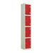 Laminate Splash Locker - 4 Compartment - Spectrum Red Doors - H.1800 W.300 D.450