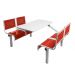 Spectrum Canteen Furniture - 4 Seater Single Entry - Red Seats - H.790 W.1755 L.1100