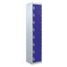 Tool Charging Locker - Perforated Door - Standard Plug - 8 Compartment - Dark Blue Doors - H.1800 W.300 D.450