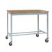 Mobile Square Tube Workbench - H.840 W.1200 D.900mm - Solid Beech Worktop