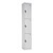 Office Locker - H.1800 W.300 D.450mm - 3 Compartments - White Carcass & Doors - Cam Locks